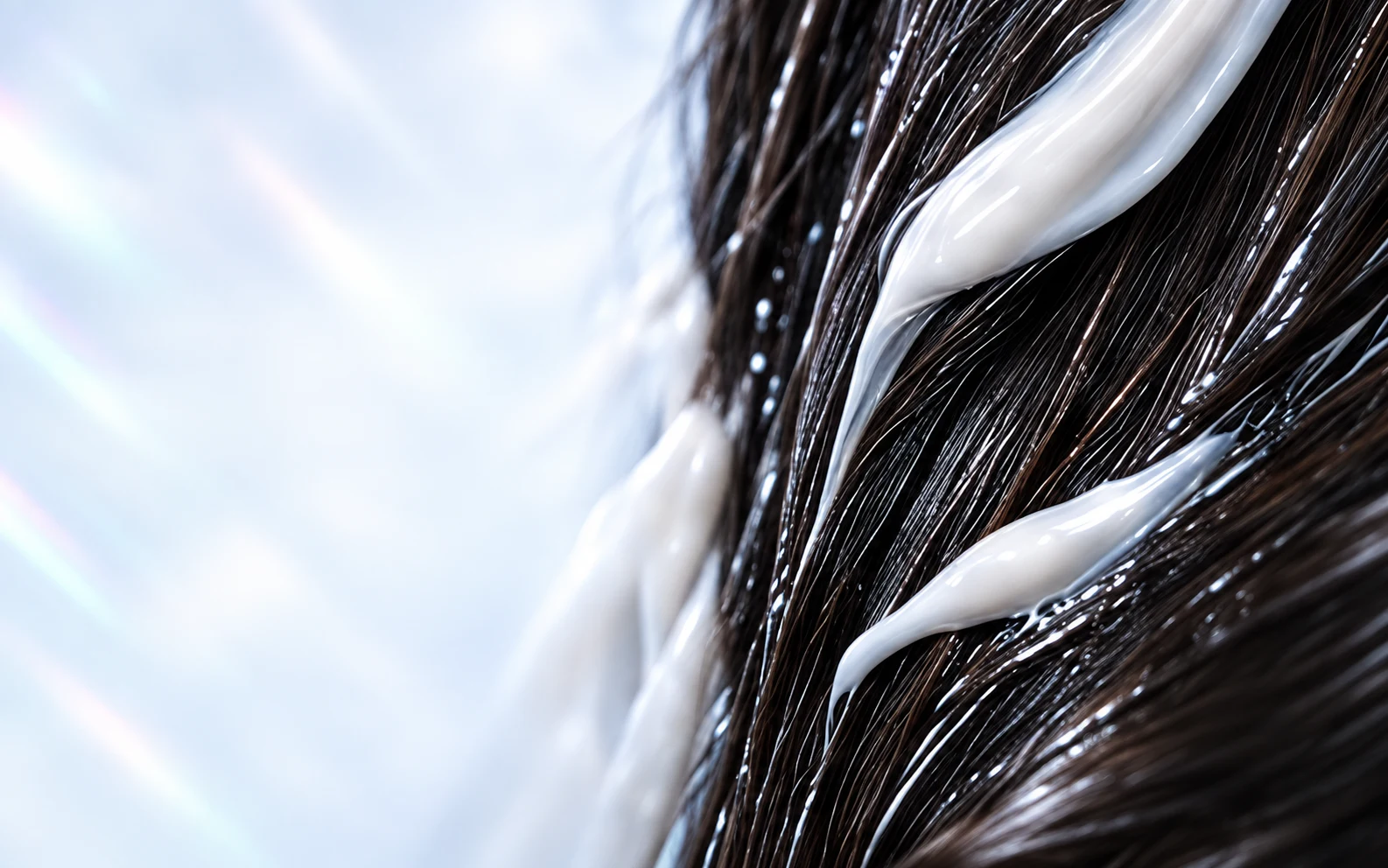 Conditioning cream through dark hair